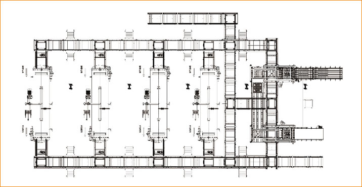 臥式連續生產線示意圖